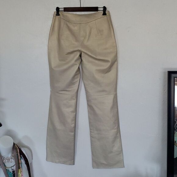 Vintage Express Gold Leather Boot Cut or Straight Leg Pants Size 6 - Picture 5 of 12